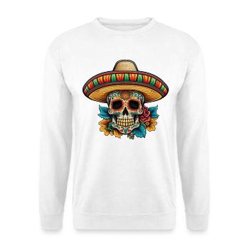 Sombrero floral Sucre Crâne - Sweat-shirt Unisexe - blanc - Devant