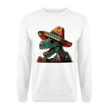 Dinosaur Sugar Skull in Sombrer - Unisex Sweatshirt - white - Front