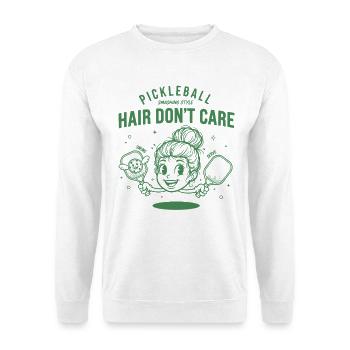 Joueur drôle de pickleball Cheveux S’en Fichent Jouez Amour - Sweat-shirt Unisexe - blanc - Devant
