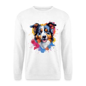 Art éclaboussuré de chien berger australien coloré - Sweat-shirt Unisexe - blanc - Devant