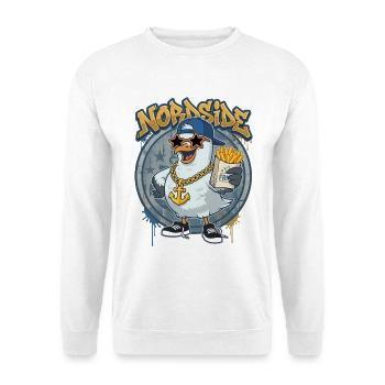 Nordside Seagull – Street Rap Fries Cartoon - Unisex Sweatshirt - white - Front