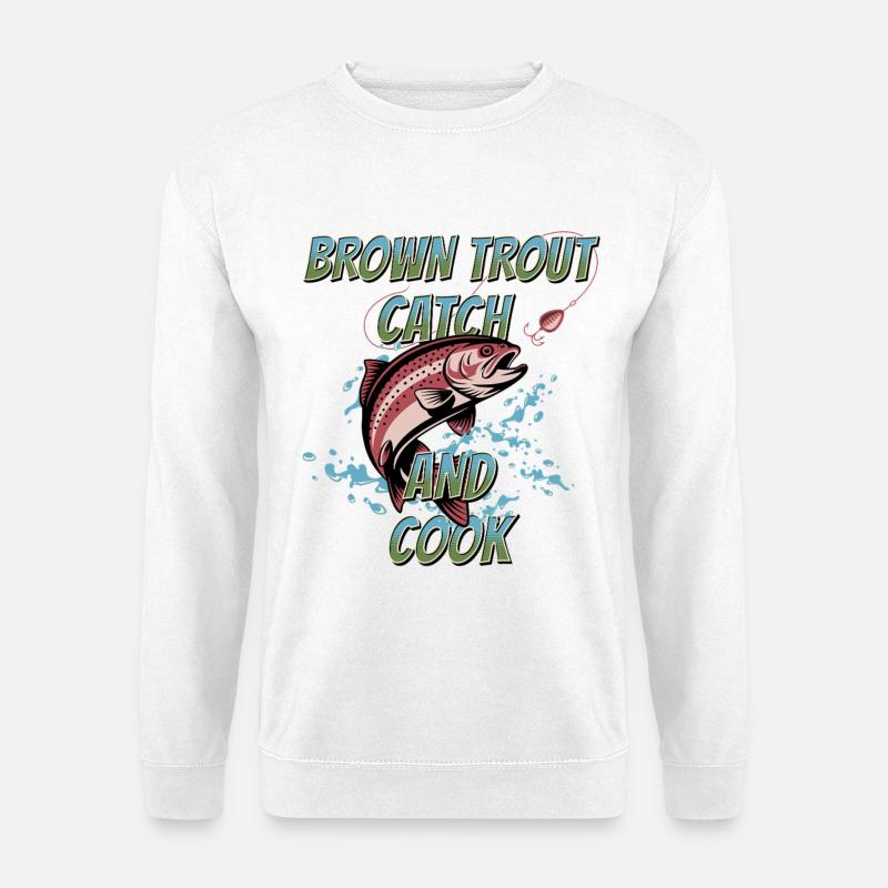 Regenbogen Forelle Fang Und Kochen - Unisex Pullover - Weiß