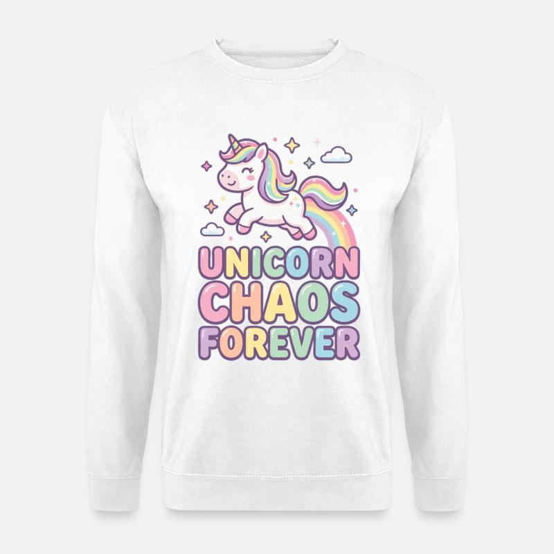 Unicorn Chaos Forever Einhorn Pastell - Unisex Pullover - Weiß