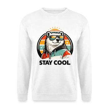 Ours polaire Stay Cool avec un look rétro de lunettes de soleil - Sweat-shirt Unisexe - blanc - Devant