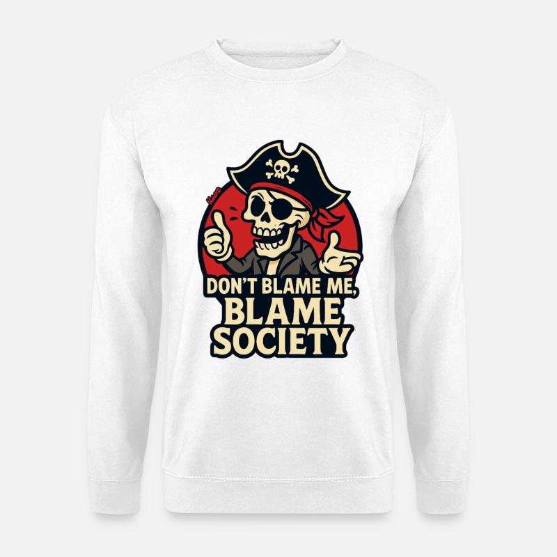 Pirate Skull Satire Tee - Unisex Sweatshirt - white
