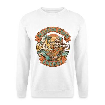 Skeleton Chaos Energy Retro Strand Grafik - Unisex Pullover - Weiß - Vorne