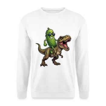 Saure Gurke reitet auf Dinosaurier - Unisex Pullover - Weiß - Vorne