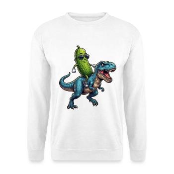 Saure Gurke reitet auf Dinosaurier - Unisex Pullover - Weiß - Vorne