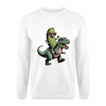 Saure Gurke reitet auf Dinosaurier - Unisex Pullover - Weiß - Vorne