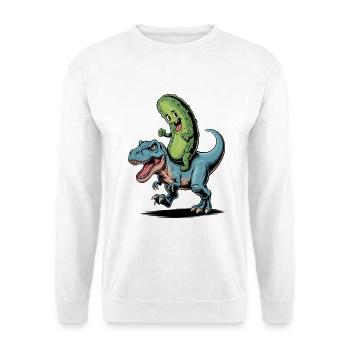 Saure Gurke reitet auf Dinosaurier - Unisex Pullover - Weiß - Vorne