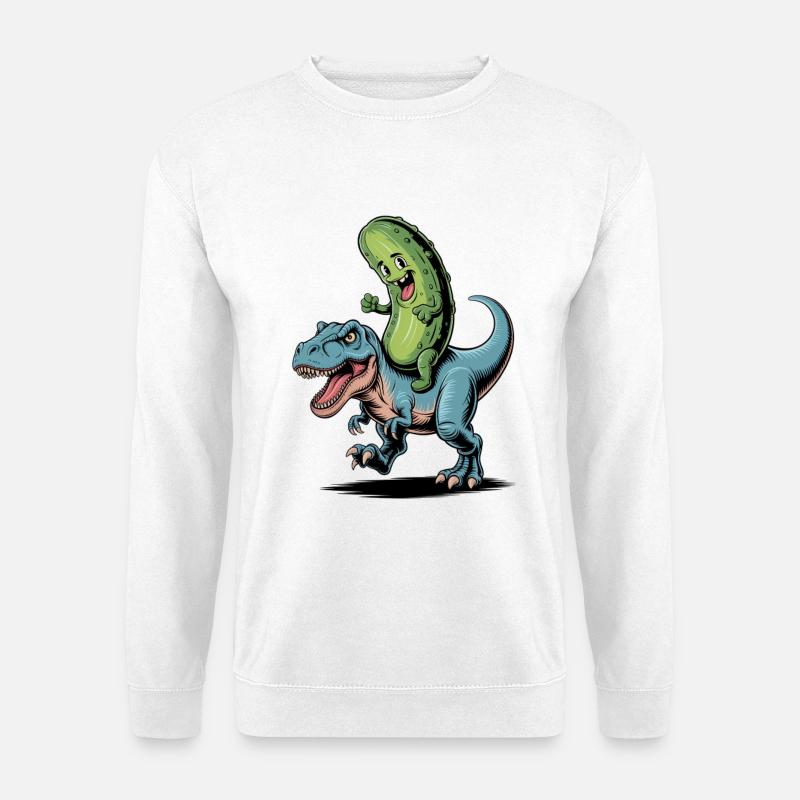 Sour cucumber rides dinosaur - Unisex Sweatshirt - white