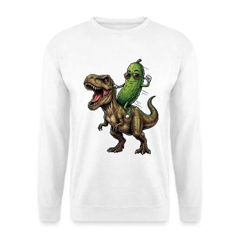 Saure Gurke reitet auf Dinosaurier - Unisex Pullover - Weiß - Vorne