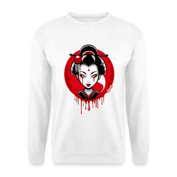 Geisha Nachtmond - Unisex Pullover - Weiß - Vorne
