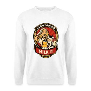 All Day Every Day Milk It Retro Cow - Unisex Sweatshirt - white - Front