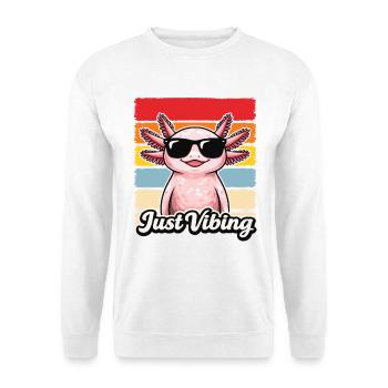 Just Vibing Axolotl Retro Cute Funny Shirt - Unisex Sweatshirt - white - Front