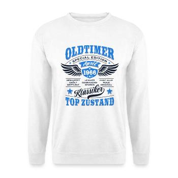 Oldtimer April 1966 - Geburtstag - Geschenk - Unisex Pullover - Weiß - Vorne