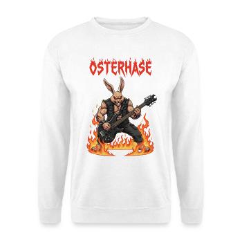 Heavy Metal Osterhase Rocker Ostern Hardcore Hase - Unisex Pullover - Weiß - Vorne