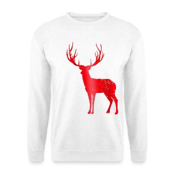 Hirsch mit Geweih Vintage Hirschgeweih Design - Unisex Pullover - Weiß - Vorne - Alina (178cm) & Michal (187cm)