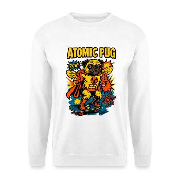 Atomic Pug Hero an Bord - Unisex Pullover - Weiß - Vorne