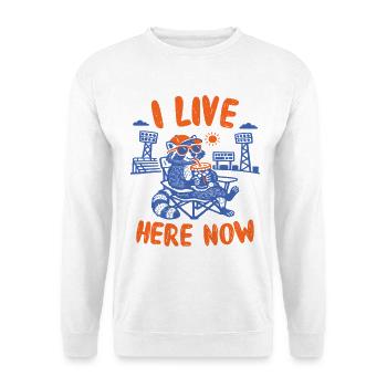 Lustiger Waschbär Ich wohne jetzt hier Baseball - Unisex Pullover - Weiß - Vorne