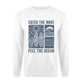 Surf Shirt Wellen Meer Surfer Geschenk Sommer - Unisex Pullover - Weiß - Vorne