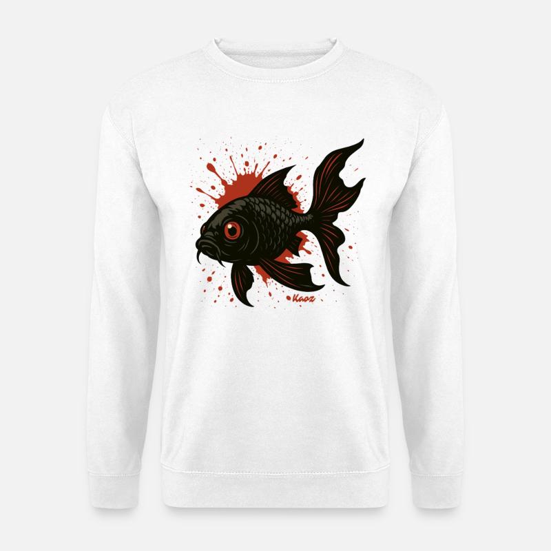 Koi Splatter: Black Fish - Unisex Sweatshirt - white