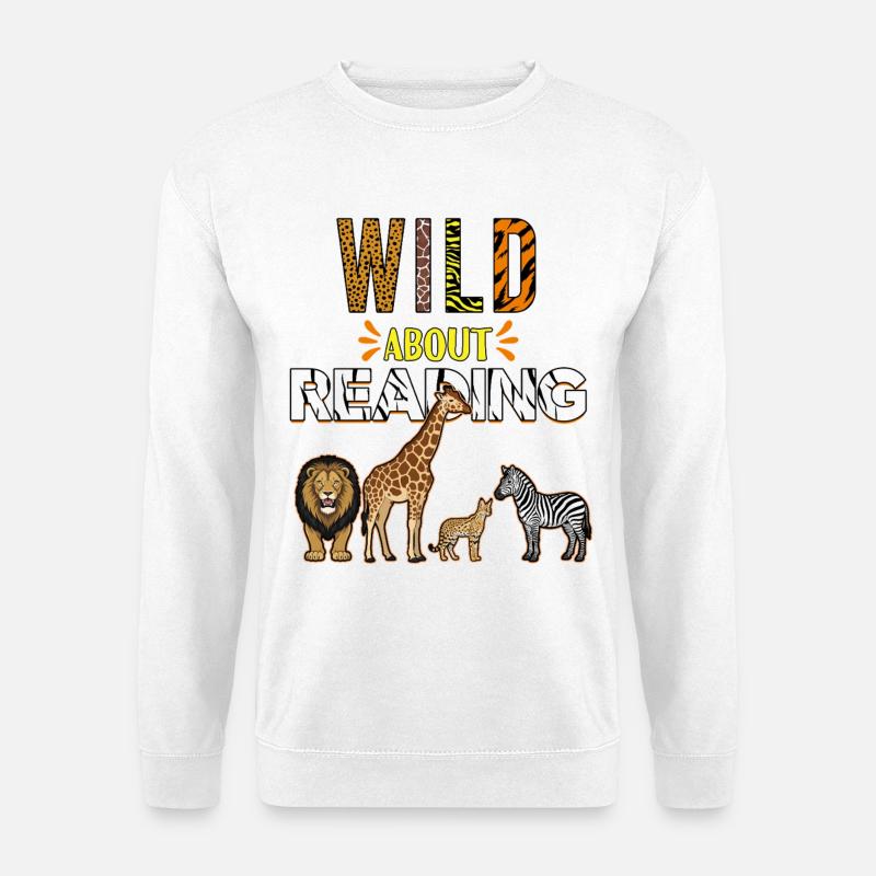 Zoo Animals Reading Wild About Reading - Unisex Sweatshirt - white