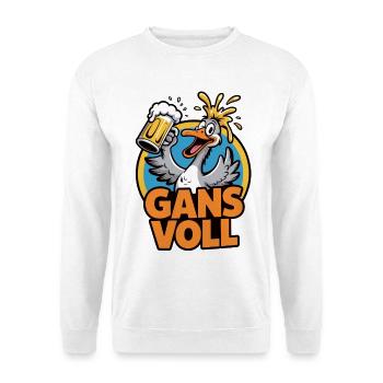 Gans Voll T-Shirt Lustiges Bier Vatertag Shirt - Unisex Pullover - Weiß - Vorne