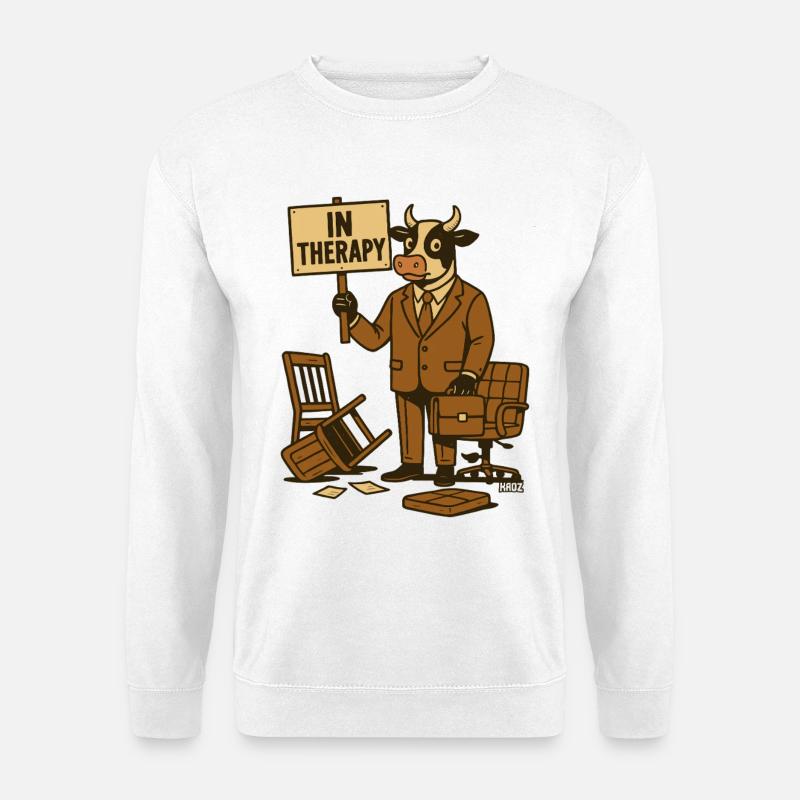 Cow in Therapy Office Humor - Unisex Sweatshirt - white