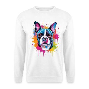 Art coloré de chien Boston Terrier éclaboussuré - Sweat-shirt Unisexe - blanc - Devant