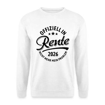 Offiziell in Rente 2026 | Nicht Mehr Mein Problem - Unisex Pullover - Weiß - Vorne - Alina (178cm) & Michal (187cm)