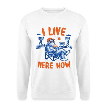 Bigfoot Baseball Fan I Live Here Now - Unisex Sweatshirt - white - Front