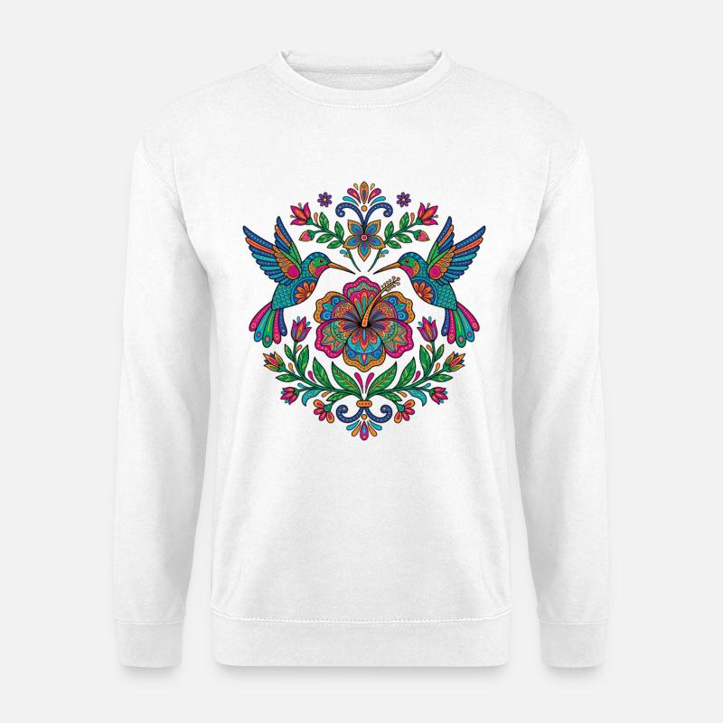 Blumen Alebrije Hummingbird Mexikanisch - Unisex Pullover - Weiß