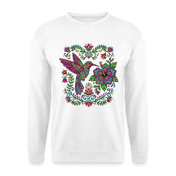 Flowers Alebrije Hummingbird Mexican - Unisex Sweatshirt - white - Front