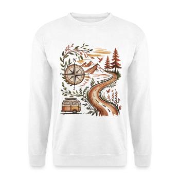 Vanlife Voyage Shirt Boussole Montagnes Nature - Sweat-shirt Unisexe - blanc - Devant