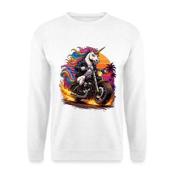 Unicorn motorcycle in neon sunset - Unisex Sweatshirt - white - Front