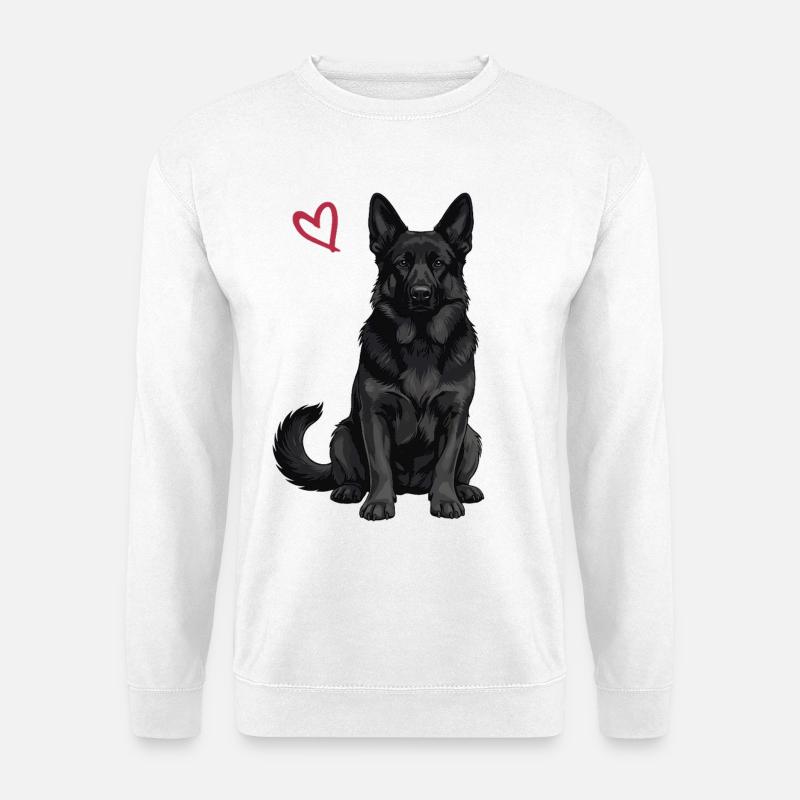 Schwarzer Deutscher Schäferhund - Unisex Pullover - Weiß