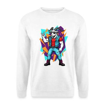 Heavy Metal Rocker Bock Gitarre Rock Musik - Unisex Pullover - Weiß - Vorne