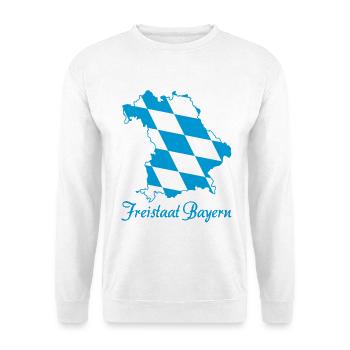 Freistaat Bayern Landkarte blau weiß Rautenmuster - Unisex Pullover - Weiß - Vorne