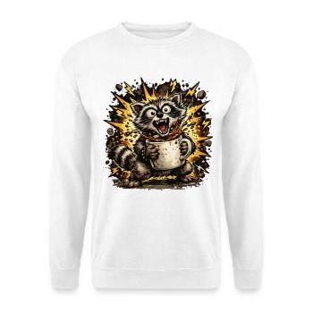 Kaffeekratzender Waschbär - Unisex Pullover - Weiß - Vorne