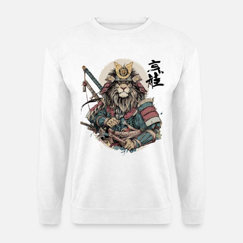 Lion Samurai Armor Warrior - Unisex Sweatshirt - white