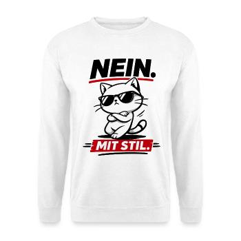 Coole Katze mit Stil lustig für Katzenfans - Unisex Pullover - Weiß - Vorne