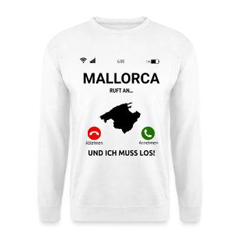 Mallorca Ruft An Urlaub Outfit Reise Malle Idee - Unisex Pullover - Weiß - Vorne