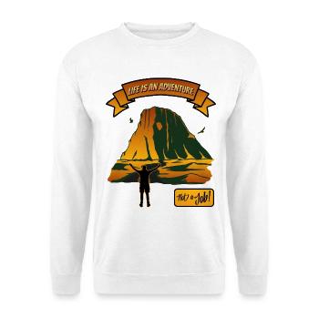 Leben ist ein Abenteuer Berglandschaft - Unisex Pullover - Weiß - Vorne