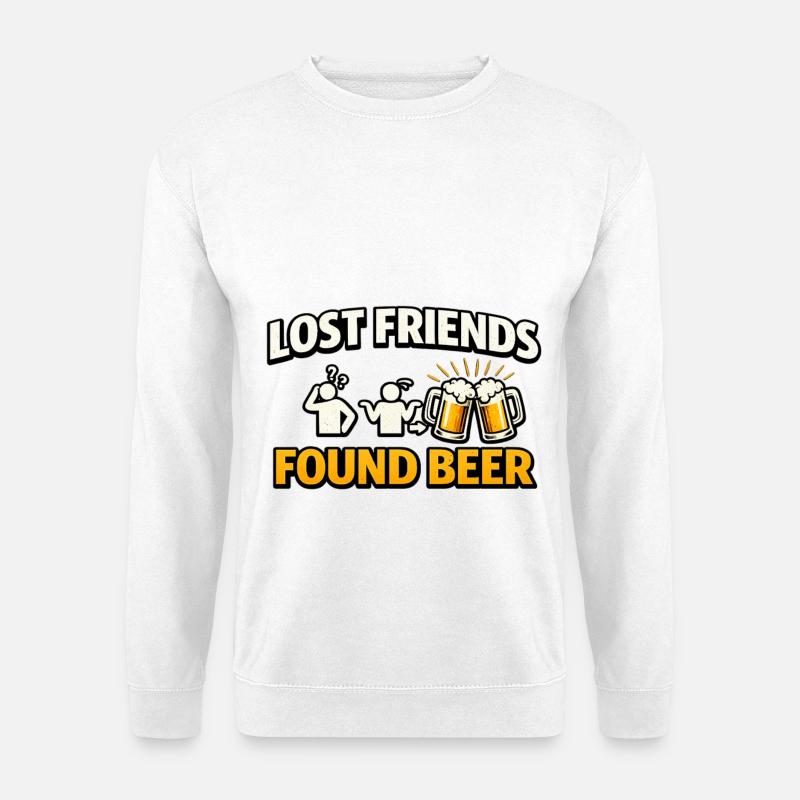 Lost Friends Found Beer - Unisex Pullover - Weiß