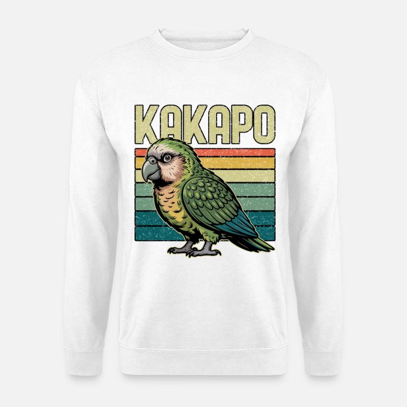Neuseeländischer Kakapo-Papagei Papagei Retro - Unisex Pullover - Weiß