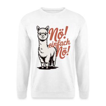 Nö einfach Nö Shirt mit Lama - Geschenk Lama Fans - Unisex Pullover - Weiß - Vorne