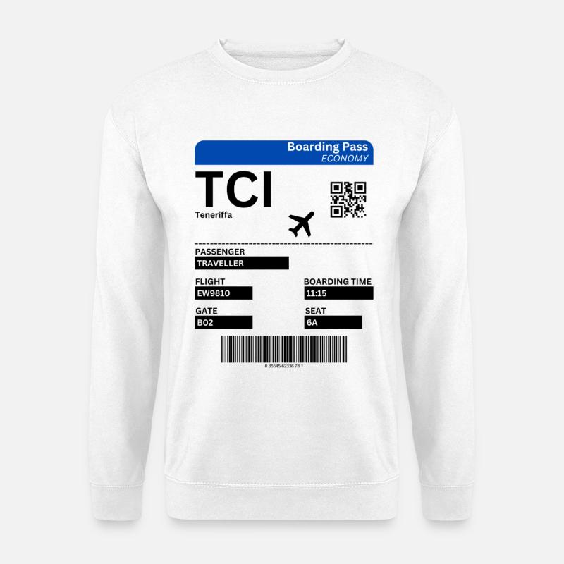 Flugticket Teneriffa Urlaub Kanaren Idee  - Unisex Pullover - Weiß