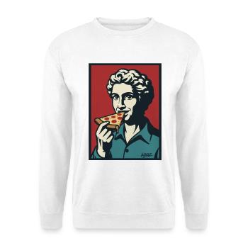 Retro Pizza Porträt Pop Art - Unisex Pullover - Weiß - Vorne