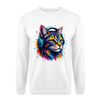 Cat portrait with headphones - Unisex Sweatshirt - white - Front